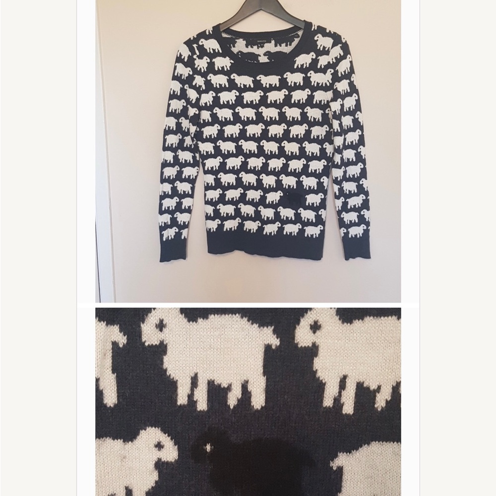 Cute white sheep sweater with one black sheep sweater